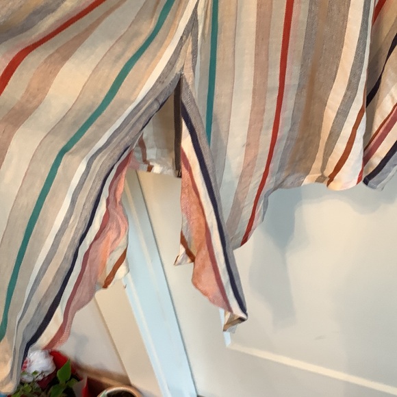 Multi Colored Stripe tie front summer top - Picture 4 of 8